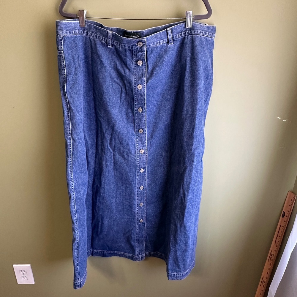 Lauren Jeans Co Ralph Lauren Vintage Denim Maxi Skirt Button Front Size 22W Blue